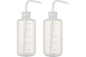 2Pcs Plastic Squeese Bottle Translucent Squeeze Wash Bottles Storage Dispenser with Bent Tip and Scale for Chemistry Industry