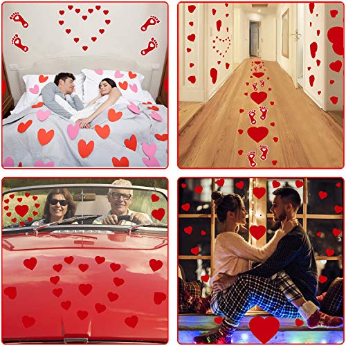 Tifeson 98 PCS Valentine's Day Heart Floor Stickers Decoration for Home Office - Heart Footprints Decals for Wall, Window - Valentines Party Decorations, Wedding, Anniversary Decor - Thumbnail 6