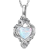 RYNSITO 925 Sterling Silver Opal Necklace for Women October Birthstone Pendant Necklace Anniversary Birthday Jewelry Gift for Women Wife Friend