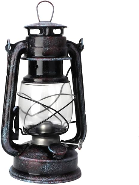 Retro Oil Kerosene Lantern Outdoor Hurricane Paraffin Light Camping Lamp Brown
