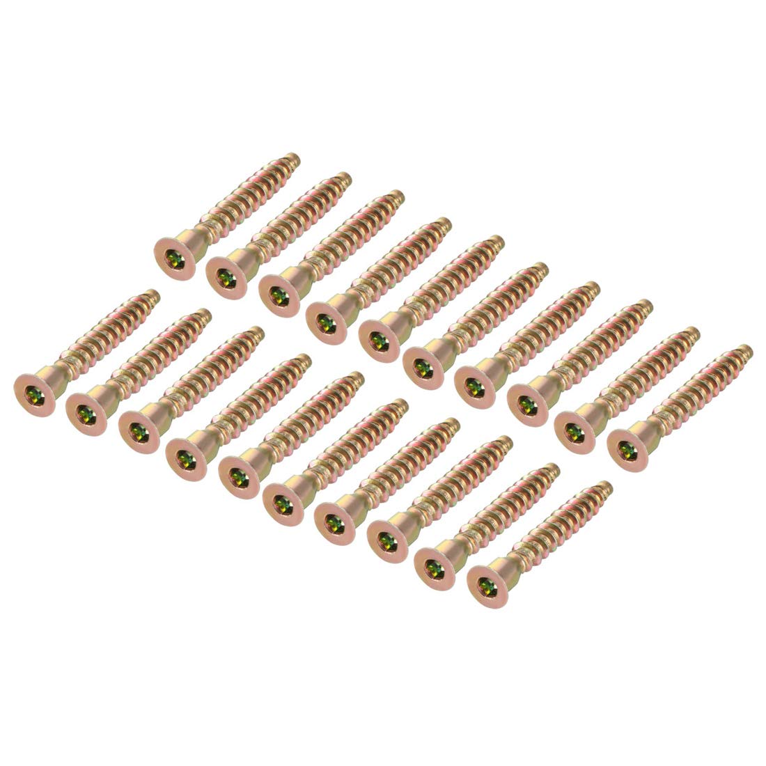 sourcing map Furniture Confirmat Screw 7x49mm Hex Socket Wood Screws Bronze Tone 20pcs