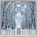 Ambesonne Forest Curtains, Snowy Trees Farmhouse Wildlife Woodsy Scenery Frosty Winter Park Winter Design, Living Room Bedroom Window Drapes 2 Panel Set, 108" X 84", Azure White