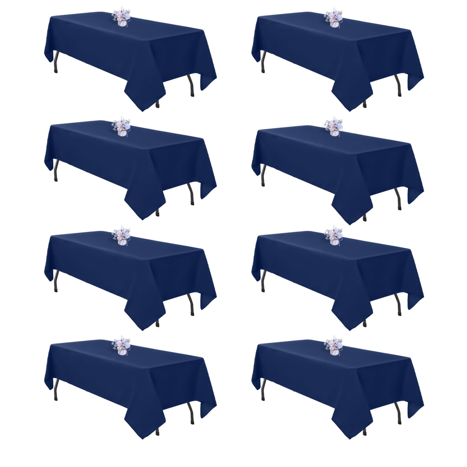 8 Pack Navy Blue Table Cloth 60x102 Inch Rectangle