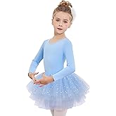 Zaclotre Girls Ballet Leotards 4-Layers Tiered Long Sleeve Dance Tutu Dresses Party Costumes for Ballerina