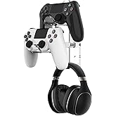 NiHome Clear Acrylic Game Controller Wall Hanger Stand, Dual Gamepad Controller & Headphone Hanger Holder for Xbox PS5 PS4 PS3 Switch, Wall Mount Stand Organizer for Gaming Accessories