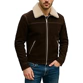 Mens Rick S5 Faux fur Shearling Collar Brown Suede Leather Trucker Jacket
