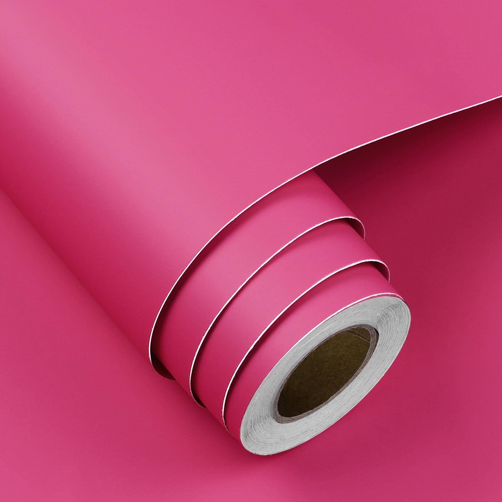 Photo 1 of FunStick Hot Pink Wallpaper Peel and Stick Dark Pink Contact Paper for Cabinets Drawers Desk Waterproof Self Adhesive Removable Wall Paper Roll for Girls Bedroom Bathroom Kids Classroom Walls 12"x200"