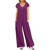 ANRABESS Jumpsuits for Women 2026 Summer Casual Loose Cap Sleeve Crewneck Wide Leg Rompers Jumper One Piece Beach Outfits