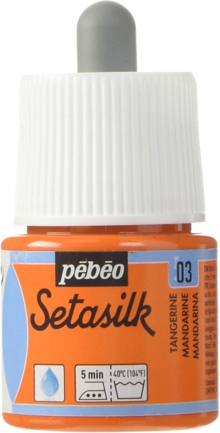 Pébéo - Setasilk Tangerine 45 ml Bottle - Silk paint - 45 ml Pipette cap bottle - Tangerine, 45 ml (Pack of 1)