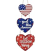 Wooden 4th of July Decoration Door Wreath for Front Door Sign Star Wall Signs, Independence Day Patriotic Day Wreath Welcome Memorial Day Hanging for Home Wall Decor Party 3 Size