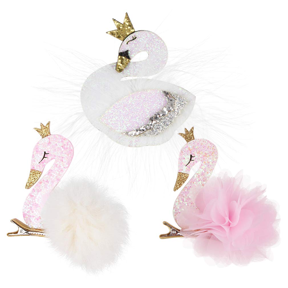 Amazon Com La Vogue Toddler Girls Hair Clips 3pcs Assorted Swan