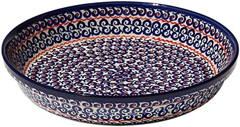 Polish Pottery Dish Pie Plate 10" From Zaklady Ceramiczne Boleslawiec #879-1126a Classic Pattern, Height: 1.8" Diameter: 10"