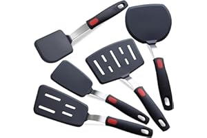 Silicone Spatula Turner, 5-Pack Spatulas Silicone Set for Nonstick Cookware, 600°F Heat Resistant Kitchen Cooking Utensils Se