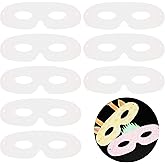 Gejoy Blank White Masquerade Eye Masks with Elastic Strings, Pre-punched DIY Decorating Masks for Carnival & Mardi Gras Parties, Costume Accessory, Photo Booth Props