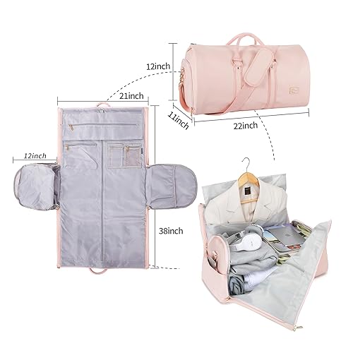 Convertible Carry on Garment Bag for Women,Leather Garment Bags for Travel  with Shoe Pouch in Hanging Suit