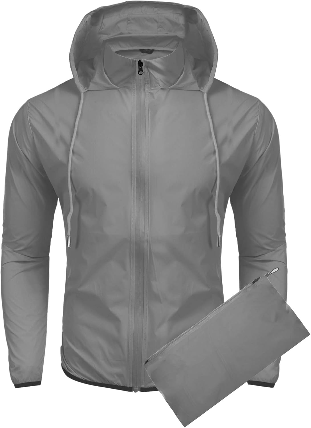 COOFANDY Unisex Lightweight Rain Jacket Packable Hooded Running Cycling