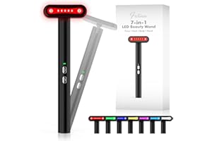 Fxtiaa Led-Light-Therapy, 7 Color Face Skincare Wand with Facial Massager LED Face Skin Rejuvenation for Face & Neck & Eye Skincare Equipment Red Light Wand