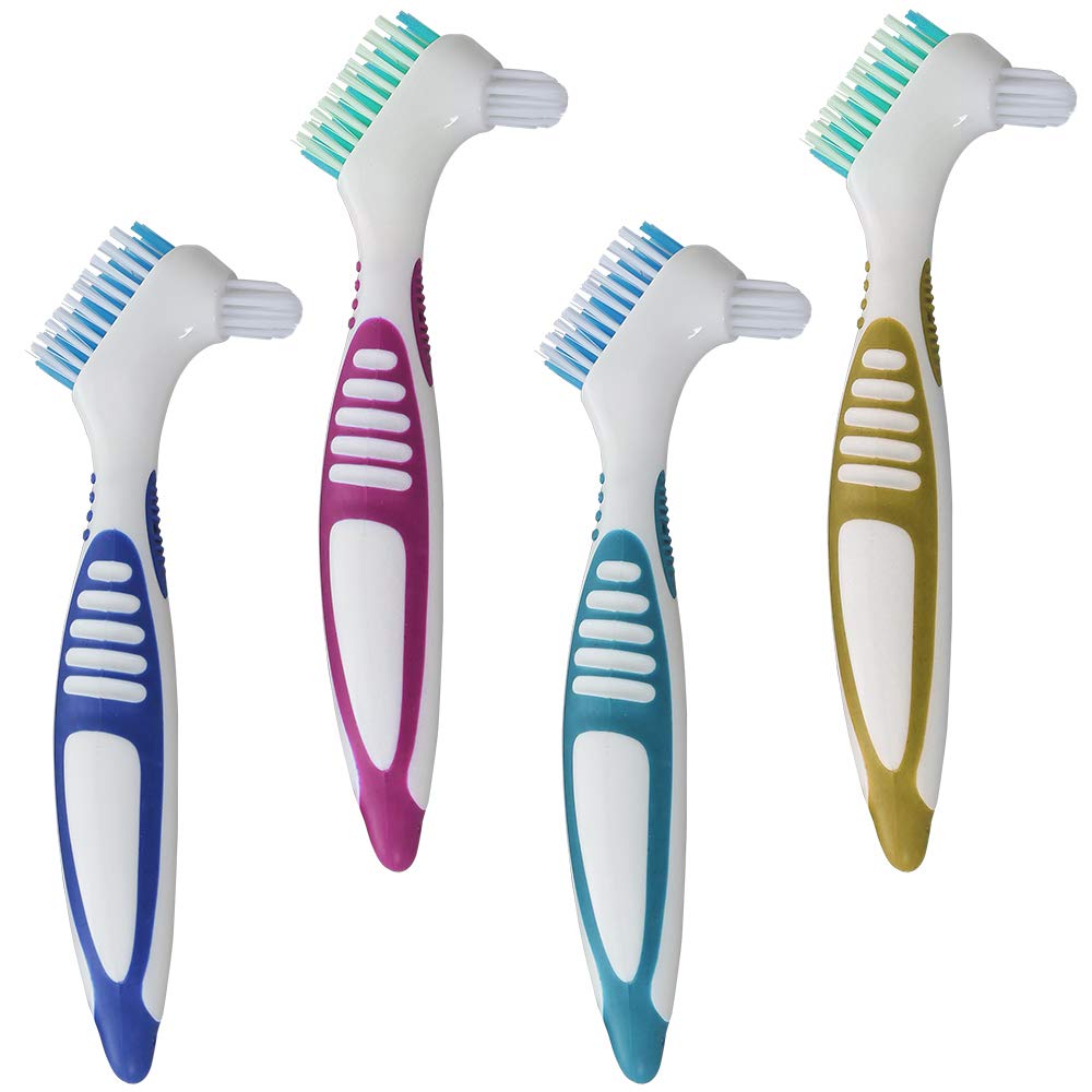 4 Pcs Denture Brushes with Double Sided Denture Cleaning Brush Heads for Denture Care : Beauty