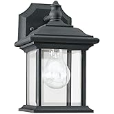 Sea Gull Lighting 85200-12 Wynfield One-Light Outdoor Wall Lantern with Clear Beveled Glass Panels, Black Finish