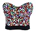 Charmian Women's Colorful Rhinestone Push Up Bra Clubwear Party Bustier Crop Top Valentines Bra Top Black Medium