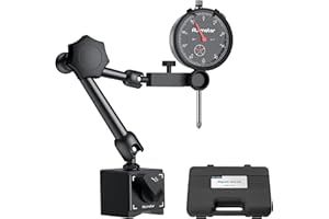 ALLmeter Dial Indicator Magnetic Base Set (176lbs/80kg Tensile Force) 0-1 Inch Precision Gauge for Machining,Lathe Alignment & Metalworking Dial Indicator Gage Gauge for 3D Printer Lathe Workshop