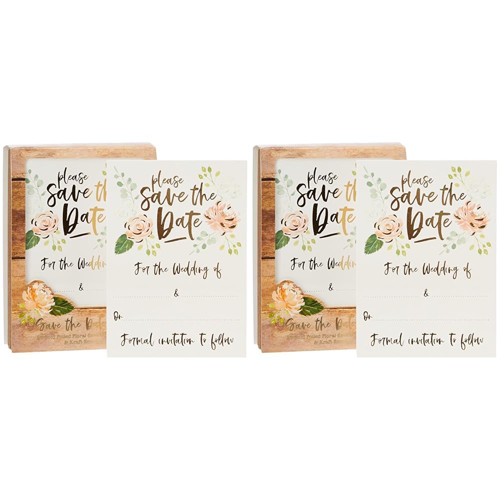 Club Green 25 Save The Date Cards and Kraft ENVELOPES, Multi, 13 x 12 x 17 cm (Pack of 2)