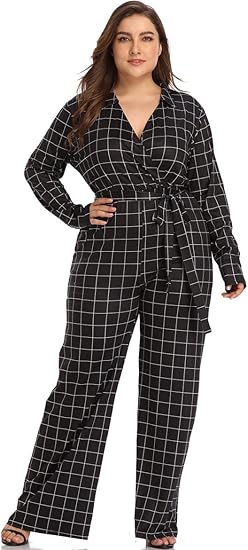 plus size plaid jumpsuit