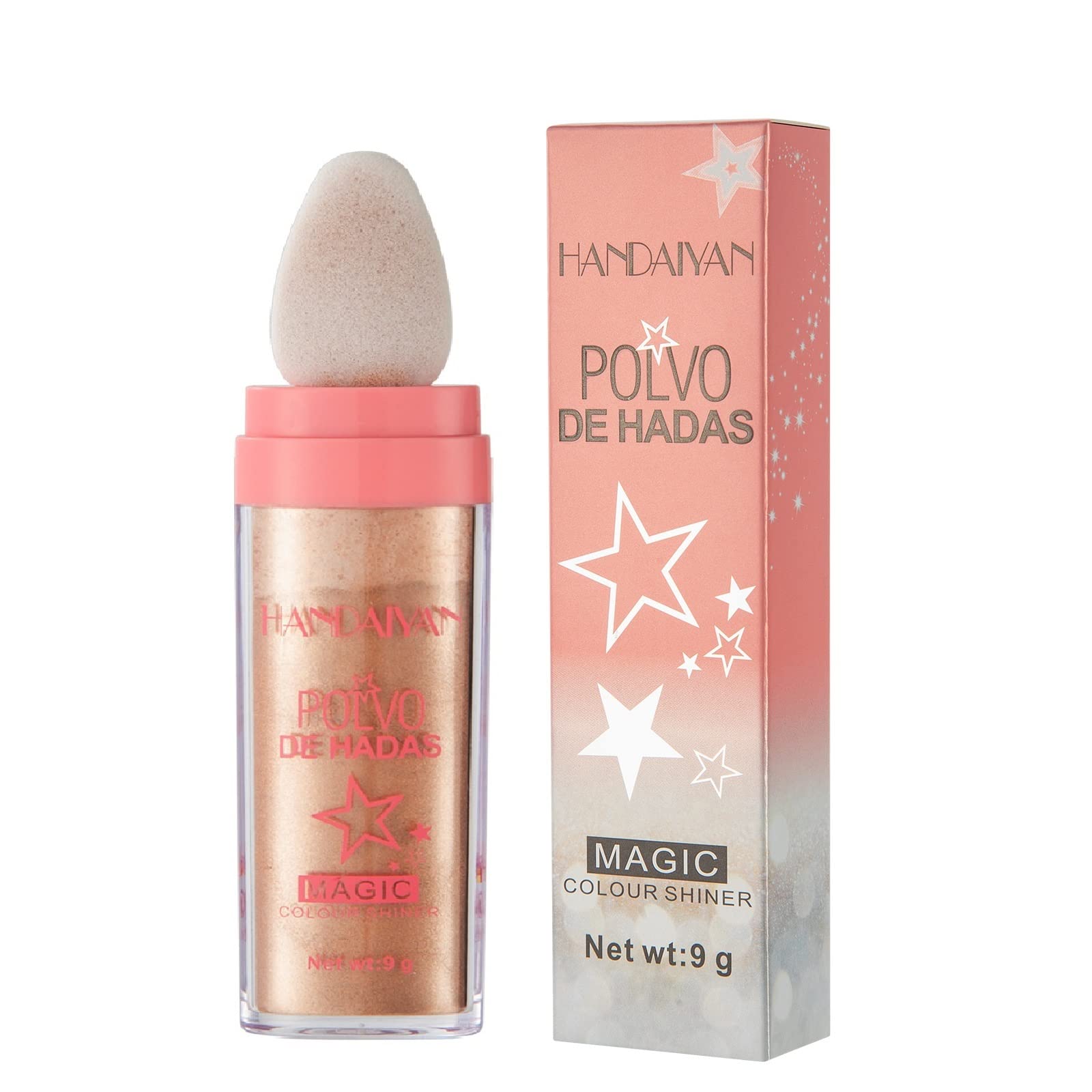 Highlight Patting Powder Facial High Light Blusher Sparkly Shimmer Natural High Gloss Powder For Face Body Hair Fairy High Light Patting Powder (Gloden Brown)