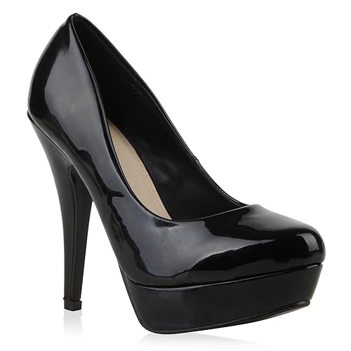 Stiefelparadies Damen Plateau Pumps mit Pfennigabsatz Flandell