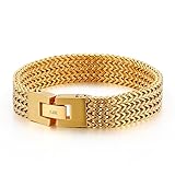 Solid 18K gold bracelet for men's hip-hop