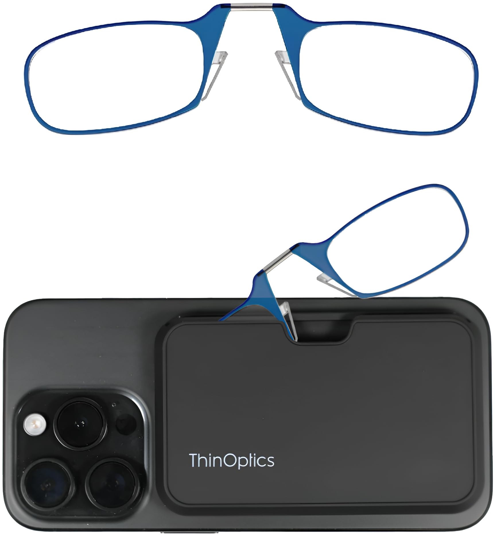ThinOptics Reading Glasses 2.0 Blue Frames and Universal Compact Case with Foldable 2 Reading Glasses, 0.06 kg