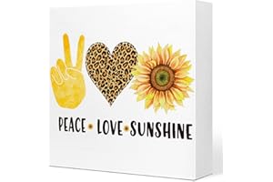 RUVOTY Sunflower Wood Sign - Desk Decor for Farmhouse, Home, Dining Room, Garden, Shelf, Tabletop