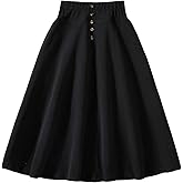 SOLY HUX Girl's High Waisted Midi Skirts Button A Line Flowy Flared Elegant Skirt