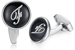 HONEY BEAR Initial Alphabet Letter Cufflinks Round for Mens Wedding Gift