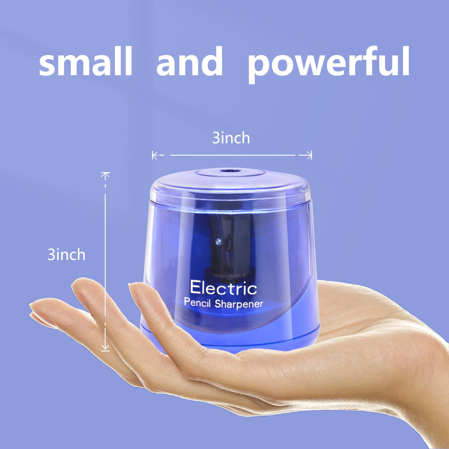 Electric Pencil Sharpener, Battery (Not lncluded) or USB Powered Small Portable for NO2 Pencils, Automatic for Home and Office (Dark Blue)