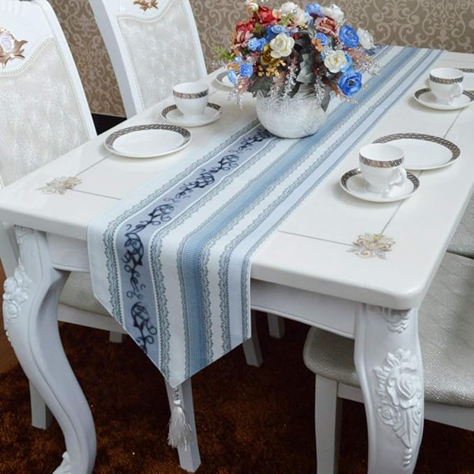 Exquisite Simple And Modern Table Cloth Mediterranean Light Blue Grey