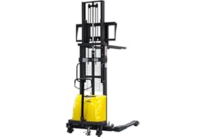 Xilin Semi Electric Stacker with Straddle Leg Material Lift 118" Lifting Height with Adjustable Forks 3300lbs Capacity Forklift