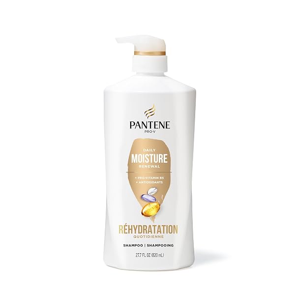 PANTENE SHAMPOO & CONDITIONER SET, DAILY MOISTURE RENEWAL – PRO-V NUTRIENTS FOR DRY, COLOR-TREATED, STRAIGHT TO CURLY HAIR, 72-HOUR HYDRATION & SOFTNESS, 52.8 OZ TOTAL + MIRACLE RESCUE SHOT (0.5 OZ)