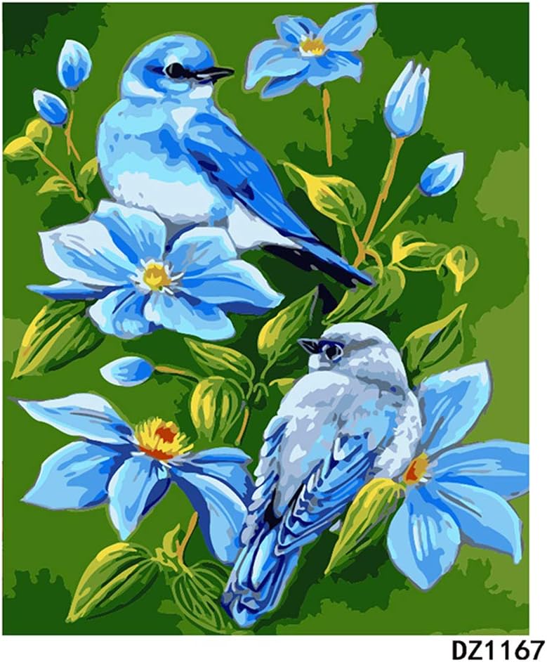 KANGDISON Painting by Number Blue Bird, DIY Paint by Number Kits for Adults Beginners Kids Teens Drawing with Brushes Canvas Acrylic 16 x 20inch / 40 x 50cm