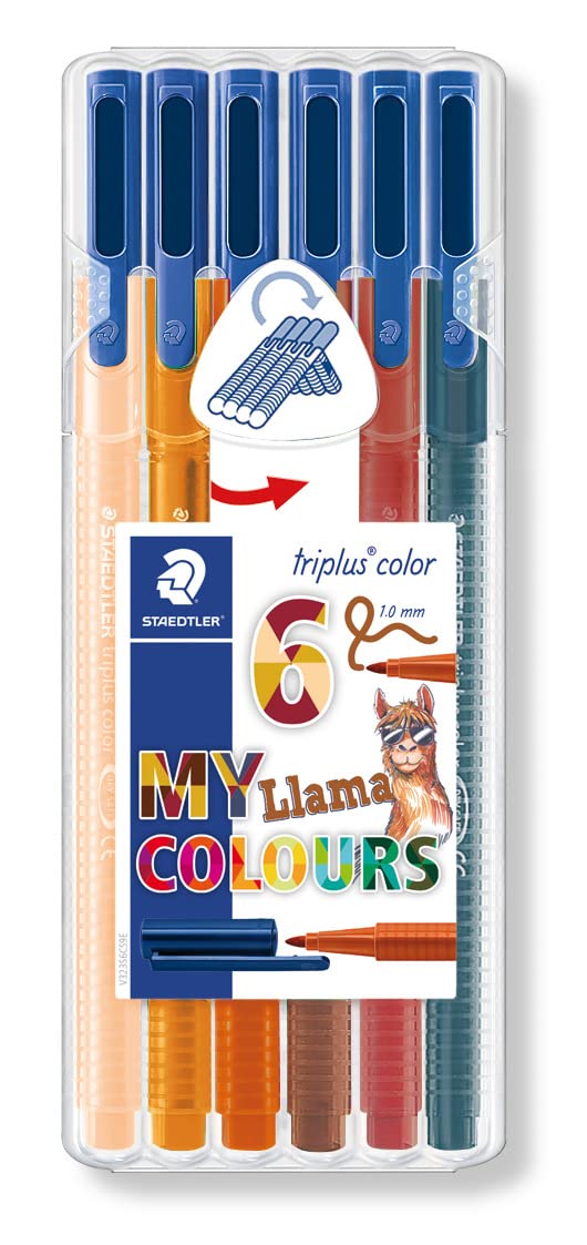 STAEDTLER Triplus Color 323 - Staedtler Box of 6 Felt-Tip Pens Medium Tip 1 mm Assorted Colours - My Llama Colours