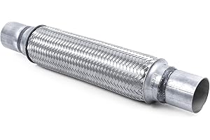 WestMotive, Exhaust Flex Pipe, 2"x12"x16" Overall Length Heavy Duty Stainless Steel Double Braid Flexible Tube