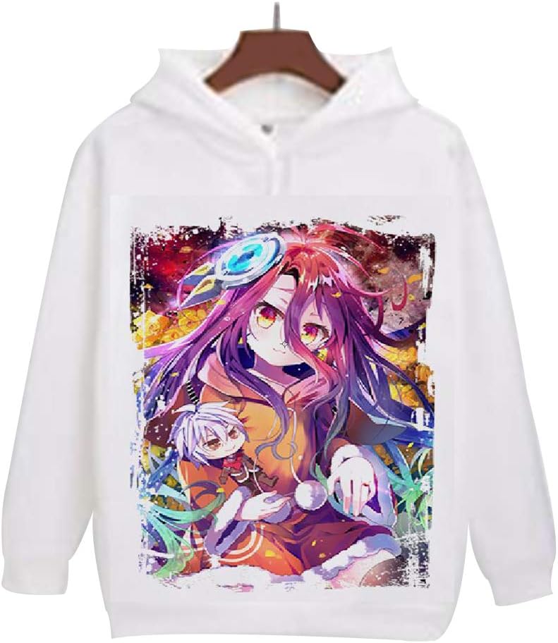 No Game No Life Anime Pullover,3D Print Fleece Cosplay Hoodies Sweatshirt for Anime Fans