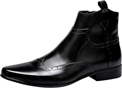 black pointed boots leather