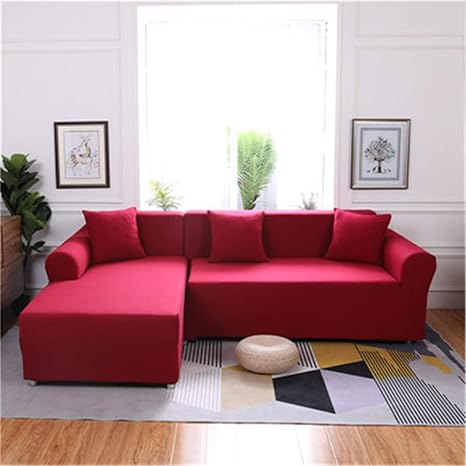 Elasticity L Shaped Sofa Cover Single Double Three Four Seat Sofa Slipcovers Cotton Solid Sofa Cover For Living Room Seat Cover 4 Four Seater