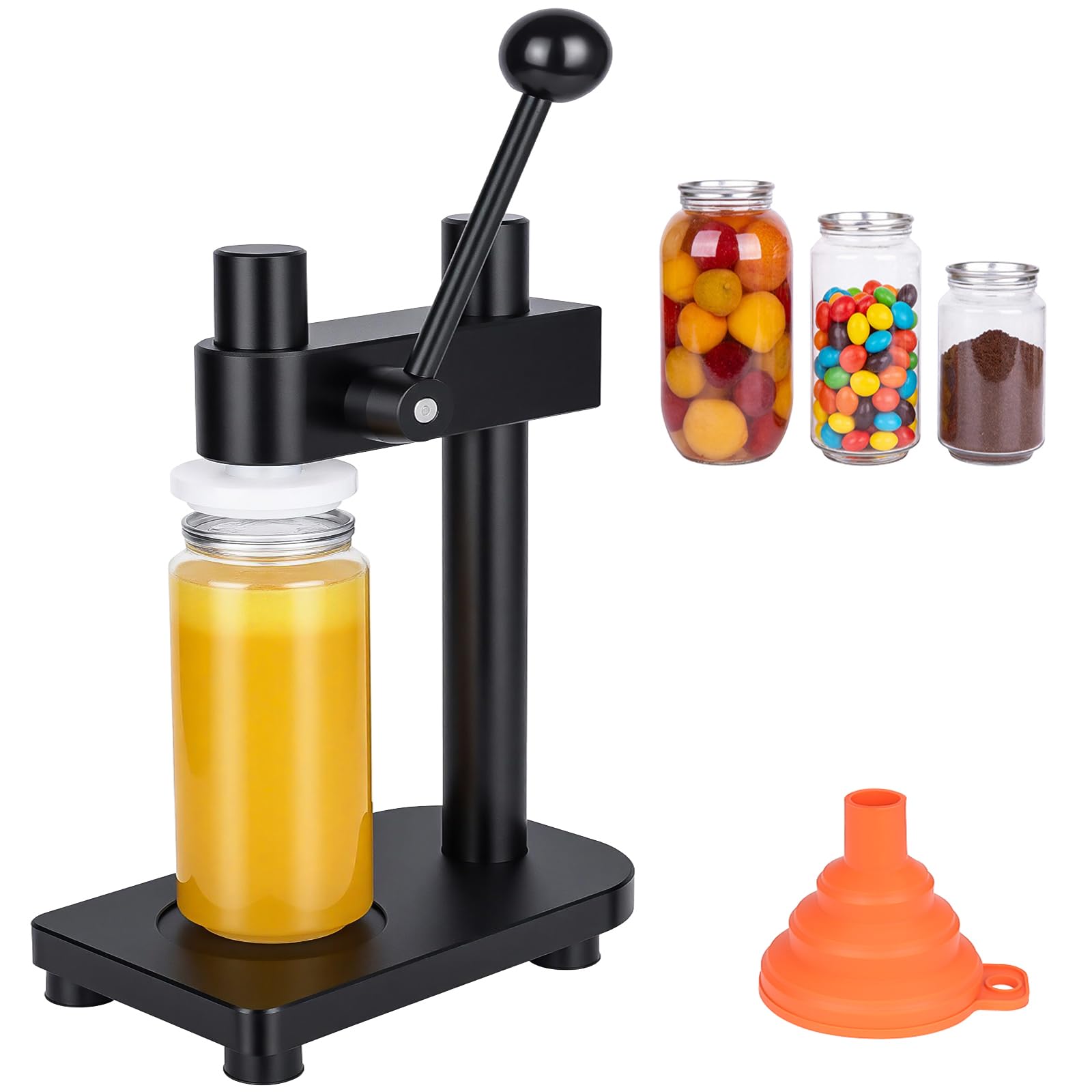 Photo 1 of Manual Bottle Can Sealer for 55mm Caps - Adjustable Home Brewing Tool Made of Aerospace Aluminum, Includes Silicone Funnel (Black)