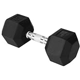 Yes4All Hex Dumbbell, Rubber Coated, Chrome Grip Hand Weight | Hex-Shaped with Ergonomic Chrome Handles Prevent Rolling and Provide a Secure Grip, Suitable for Home Gyms