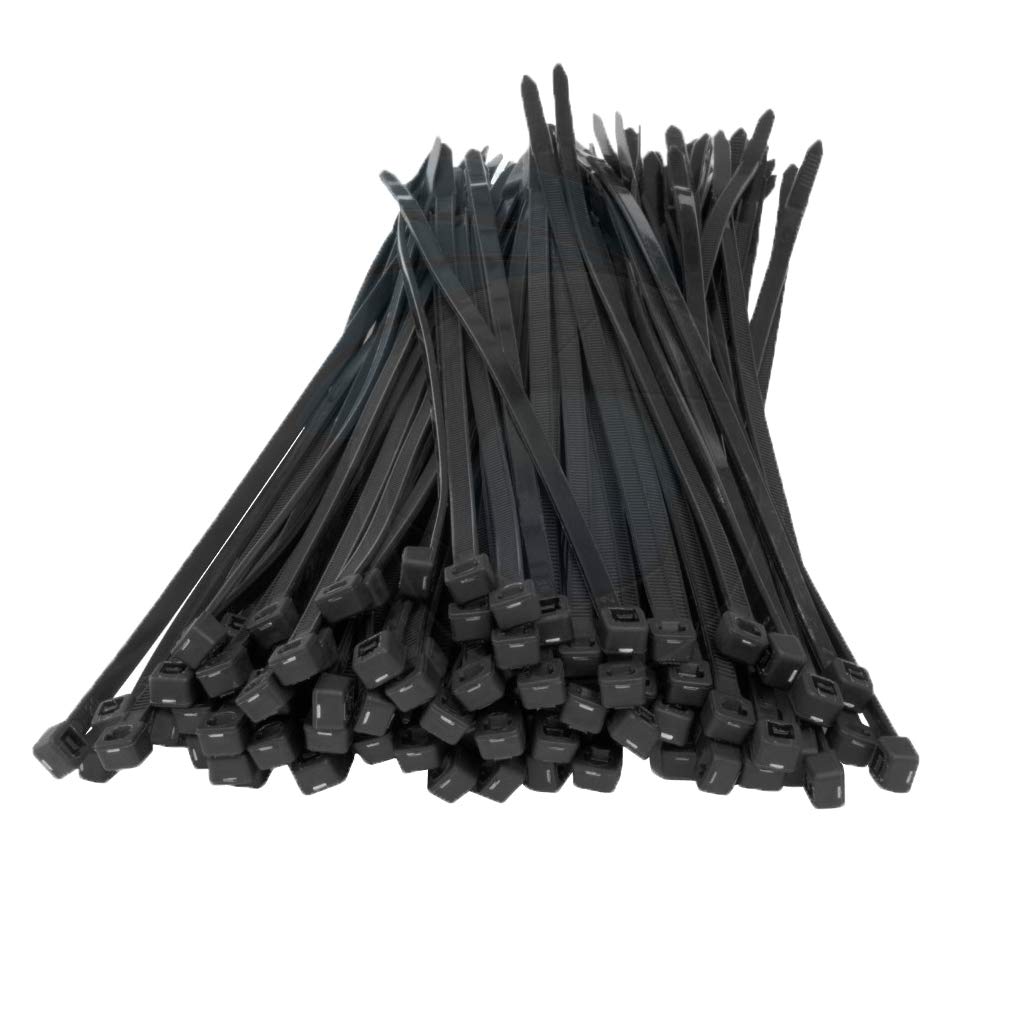 KafTon Pack of 100 Strong Black Zip Ties, UL Nylon, Perfect for PC, Bicycle Tie Wrap DIY Home Wire Vegetable Garden Office (300mm x 7.6mm) Strong Black