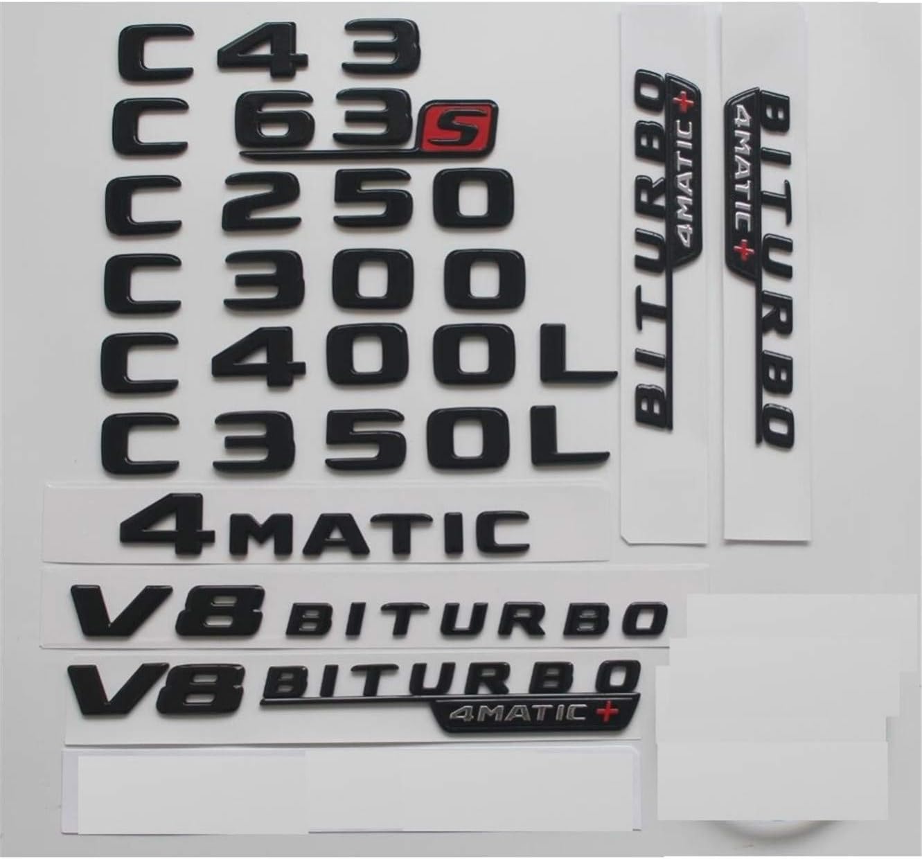 Gloss Black W204 W205 C43 C63 S AMG C200 C220 C240 C250 C300 C350 C320 4MATIC Trunk Rear Star Emblems Badges (C63)