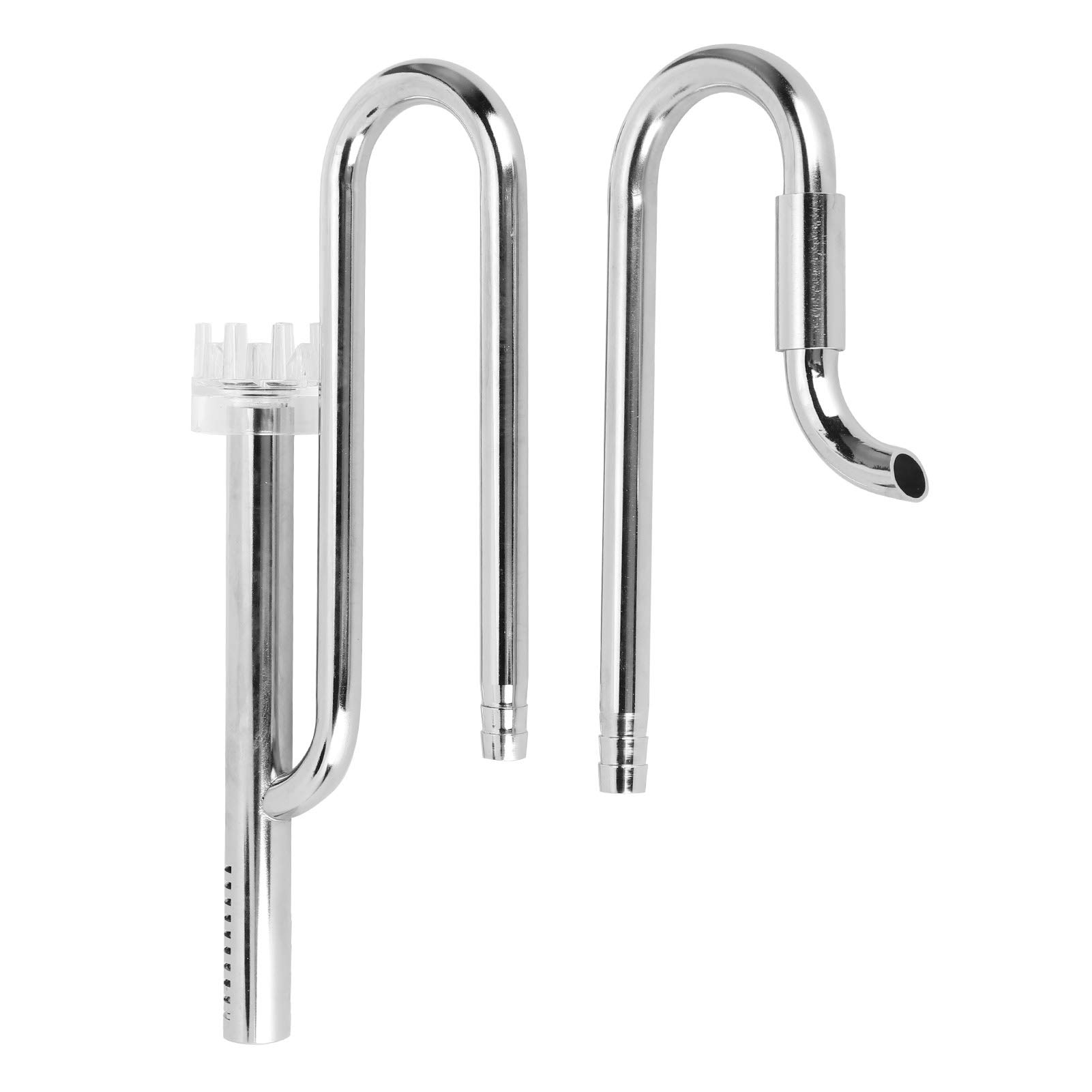 EVTSCAN Aquarium Surface Skimmer Pipe Set Stainless Steel Metal Lily Pipe Inflow Outflow Pipe with Adjustable Water Flow Acrylic Baskets for Water Plant Tanks (12mm)