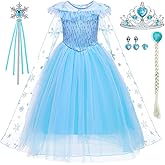 iTVTi Elsa Costume for Girls Toddler Elsa Dress Princess Halloween Birthday Outfit Blue Party Dress up with Accessories